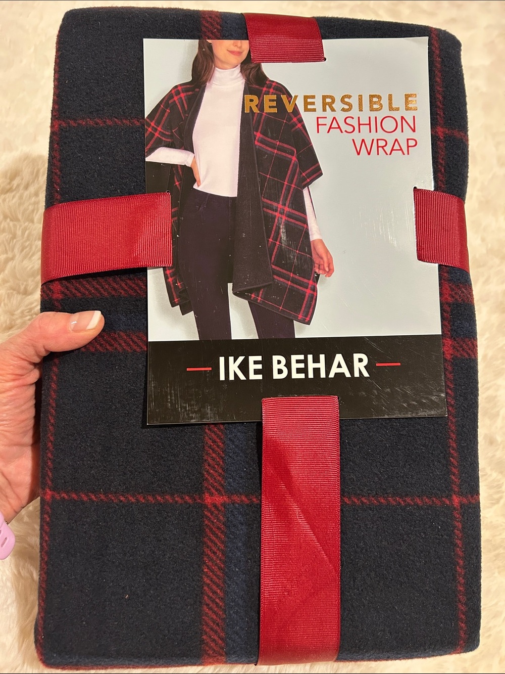 Reversible Fashion Wrap - Navy and Red Plaid